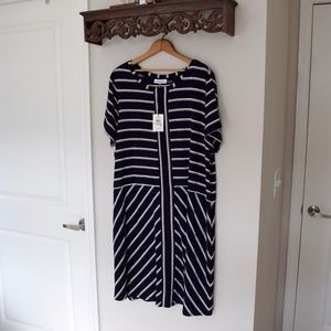 NWT {Calvin Kline} Striped Navy Dress